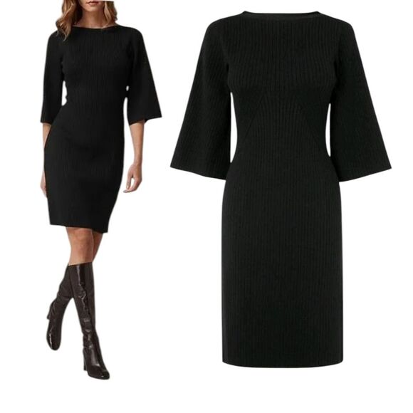 Lk Bennett London Capsule Wardrobe Blue Rib knit Tonya Dress S - Picture 4 of 11